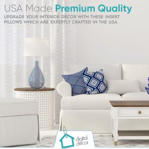 Digital Decor Premium Hypoallergenic Throw Pillow Inserts Sham – Decorative White Square Form Pillow Inserts – Perfect for Bedroom. Sofa & Couch