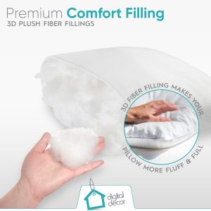 Digital Decor Premium Hypoallergenic Throw Pillow Inserts Sham – Decorative White Square Form Pillow Inserts – Perfect for Bedroom. Sofa & Couch